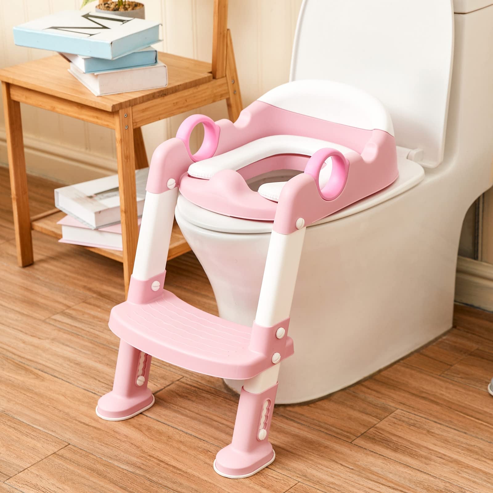 Wiifo asiento de inodoro para ir al baño con escalera