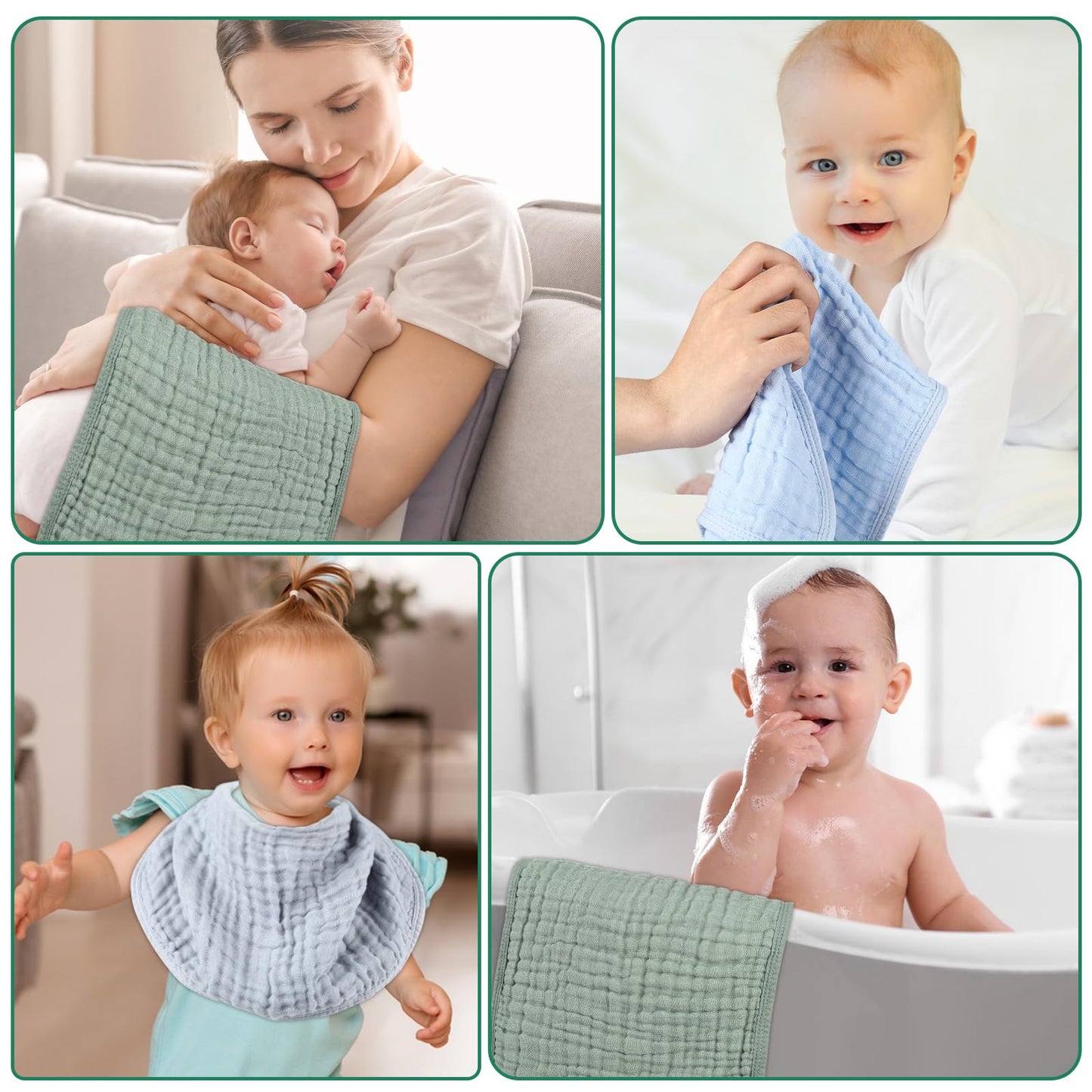 Paquete de 10 paños de muselina para eructos, 20 x 10 pulgadas