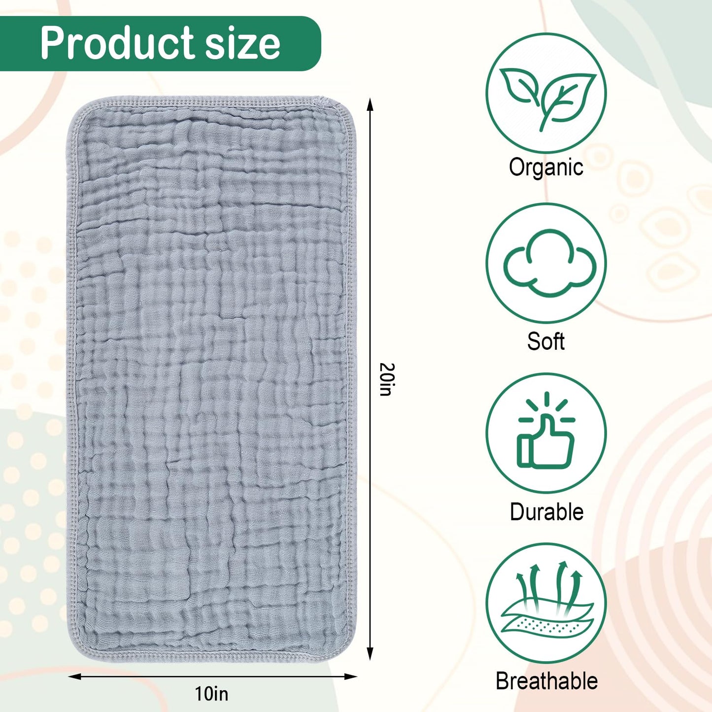 Paquete de 10 paños de muselina para eructos, 20 x 10 pulgadas