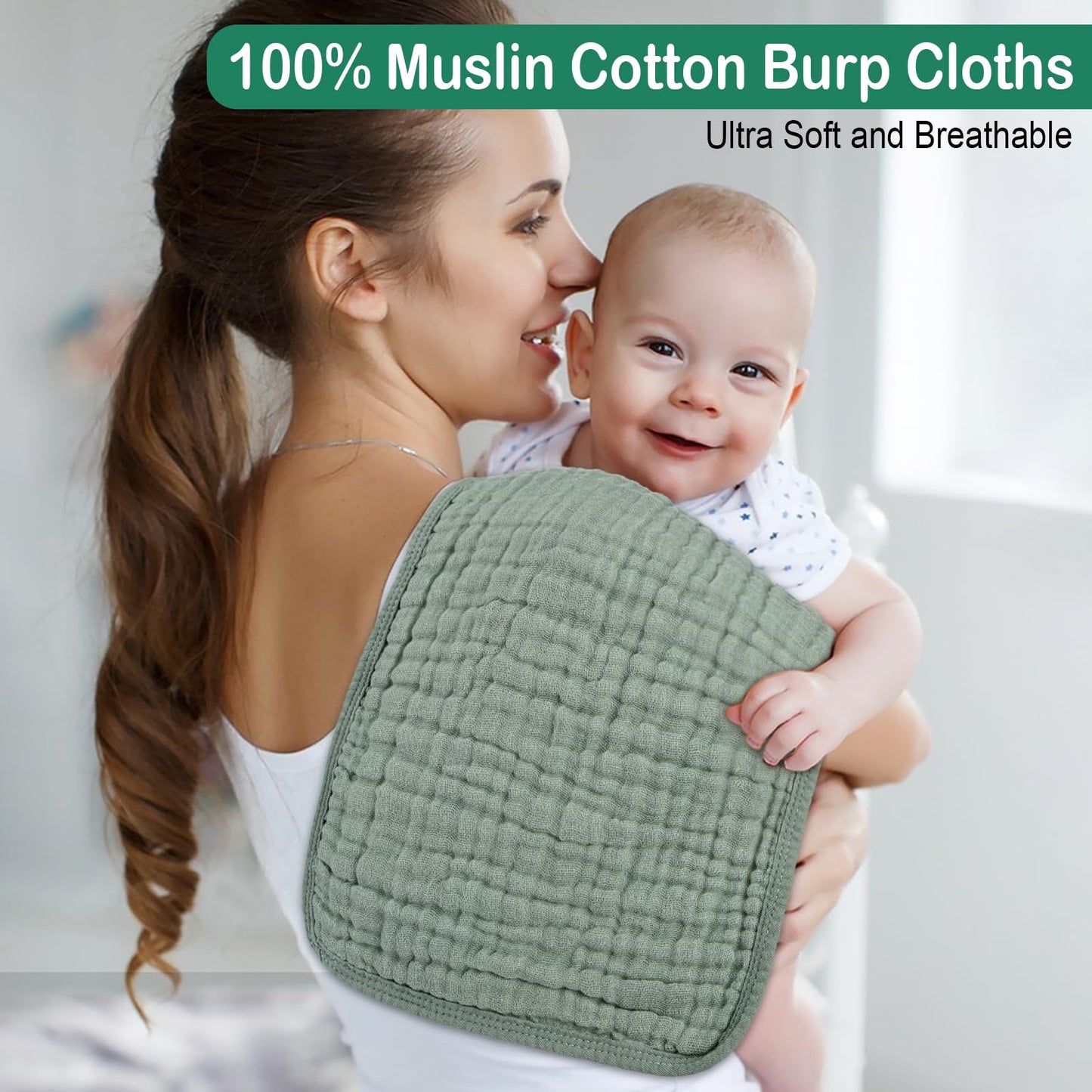 Paquete de 10 paños de muselina para eructos, 20 x 10 pulgadas