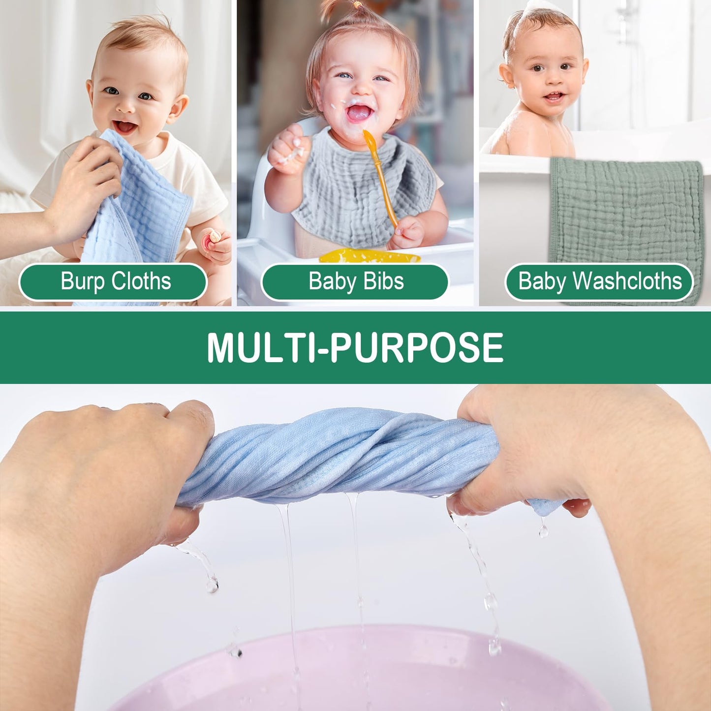 Paquete de 10 paños de muselina para eructos, 20 x 10 pulgadas