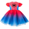 Vestido tutú de héroe para niñas, vestido de princesa rojo y azul para niñas de 3 a 5 años