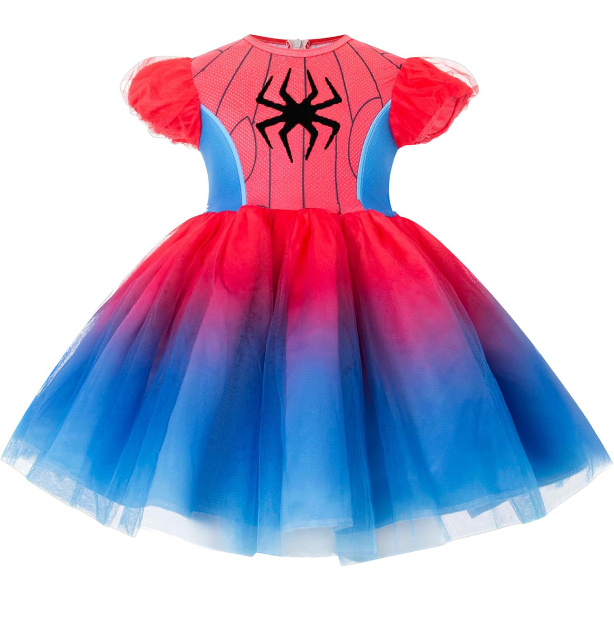 Vestido tutú de héroe para niñas, vestido de princesa rojo y azul para niñas de 3 a 5 años