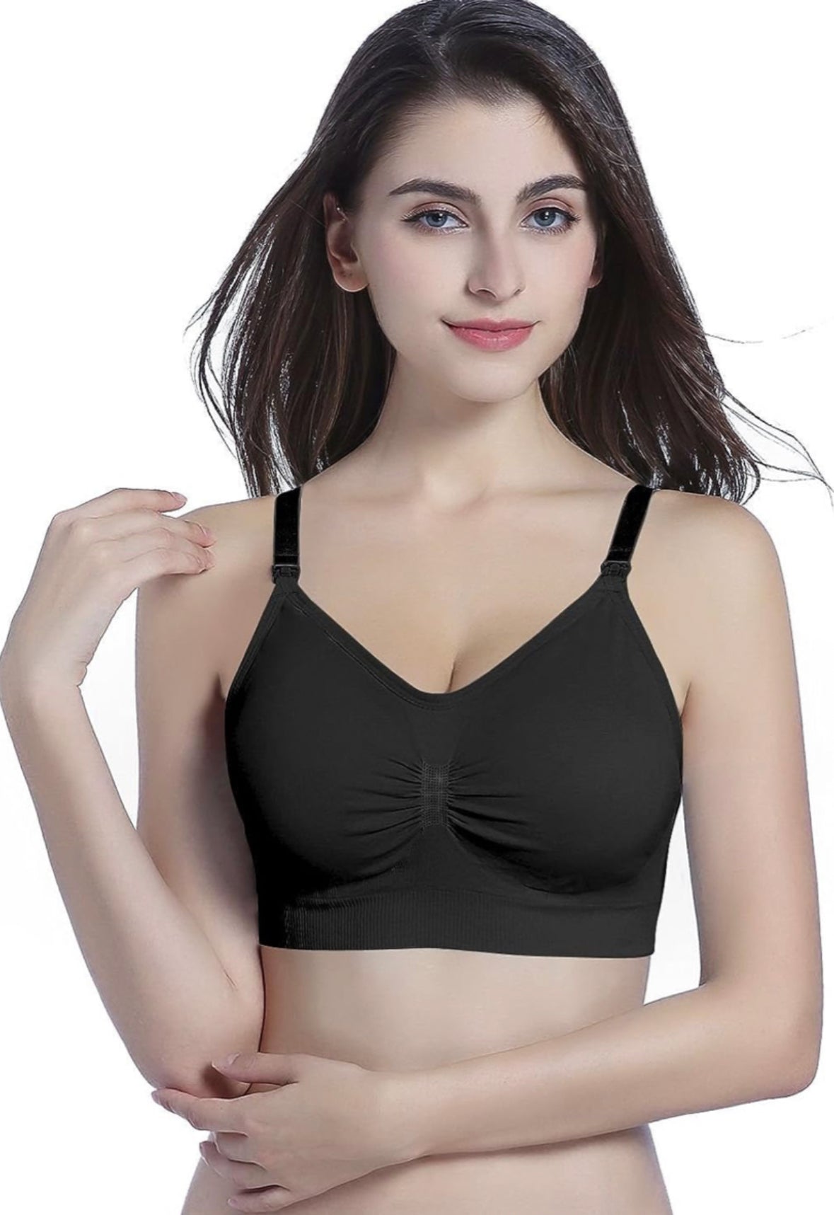 Brasier de maternidad y lactancia, gris y negro, XL