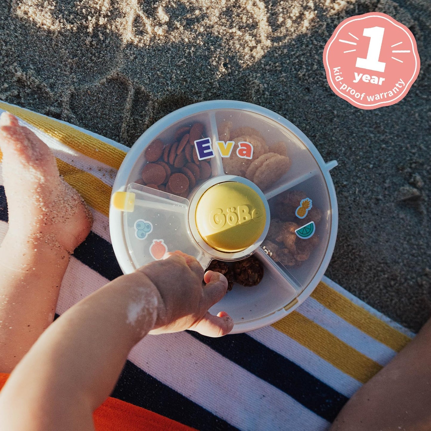 GoBe Kids Original Snack Spinner Bundle con correa de mano y hoja de pegatinas