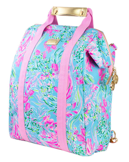Lilly Pulitzer Mochila térmica térmica de gran capacidad, rosa/azul, portátil