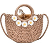 Bolso pequeño de playa tejido con pajita para mujer, diseño de margaritas