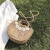 Bolso pequeño de playa tejido con pajita para mujer, diseño de margaritas
