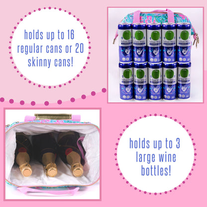 Lilly Pulitzer Mochila térmica térmica de gran capacidad, rosa/azul, portátil