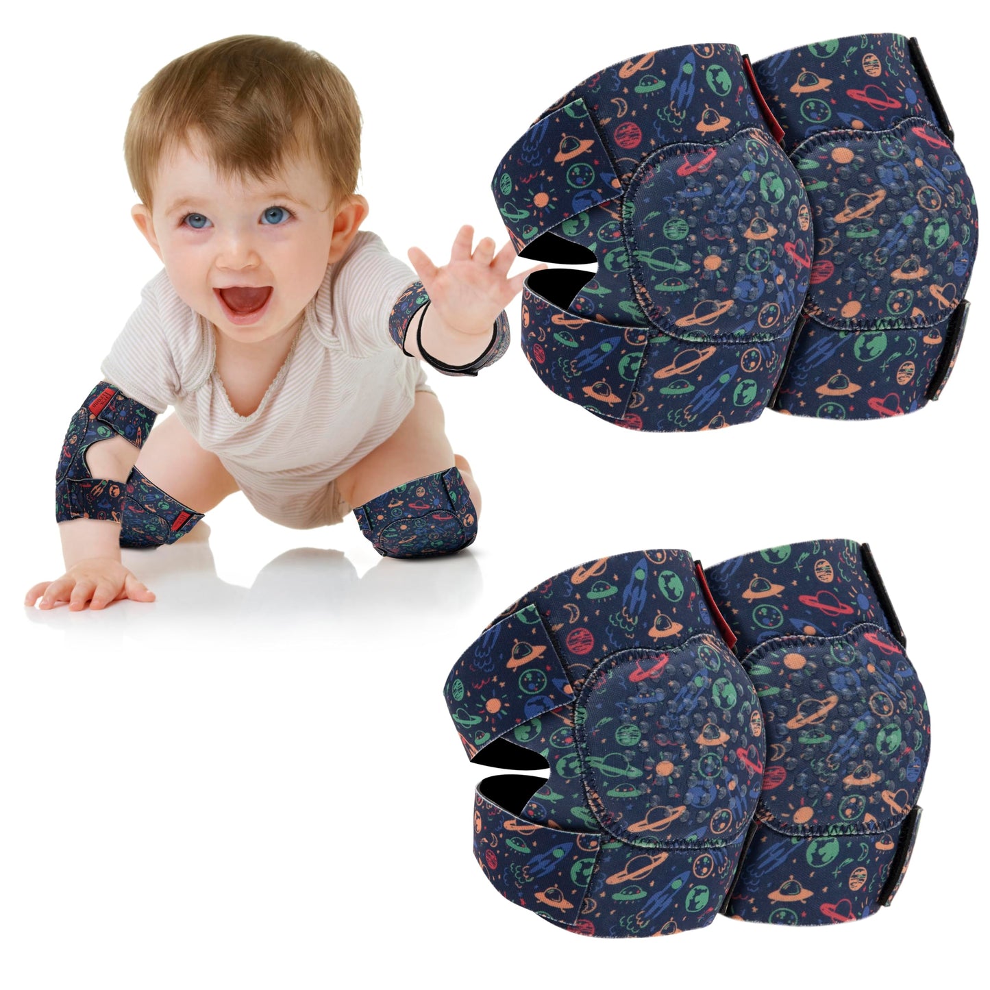2 pares de rodilleras ajustables para gatear, rodilleras para niños pequeños