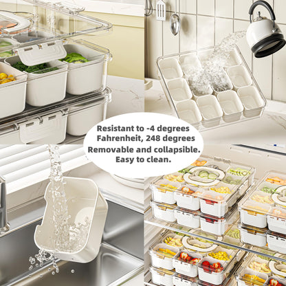 Contenedor para aperitivos, 12 compartimentos con tapa y asa dividida