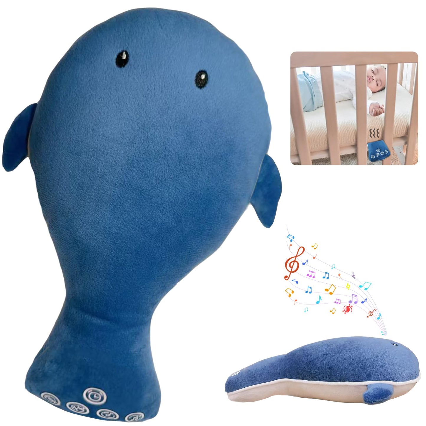Sueño vibratorio para bebé, máquina portátil de ruido blanco para bebé adulto, 3 modos de vibración ajustables, 26 sonidos relajantes