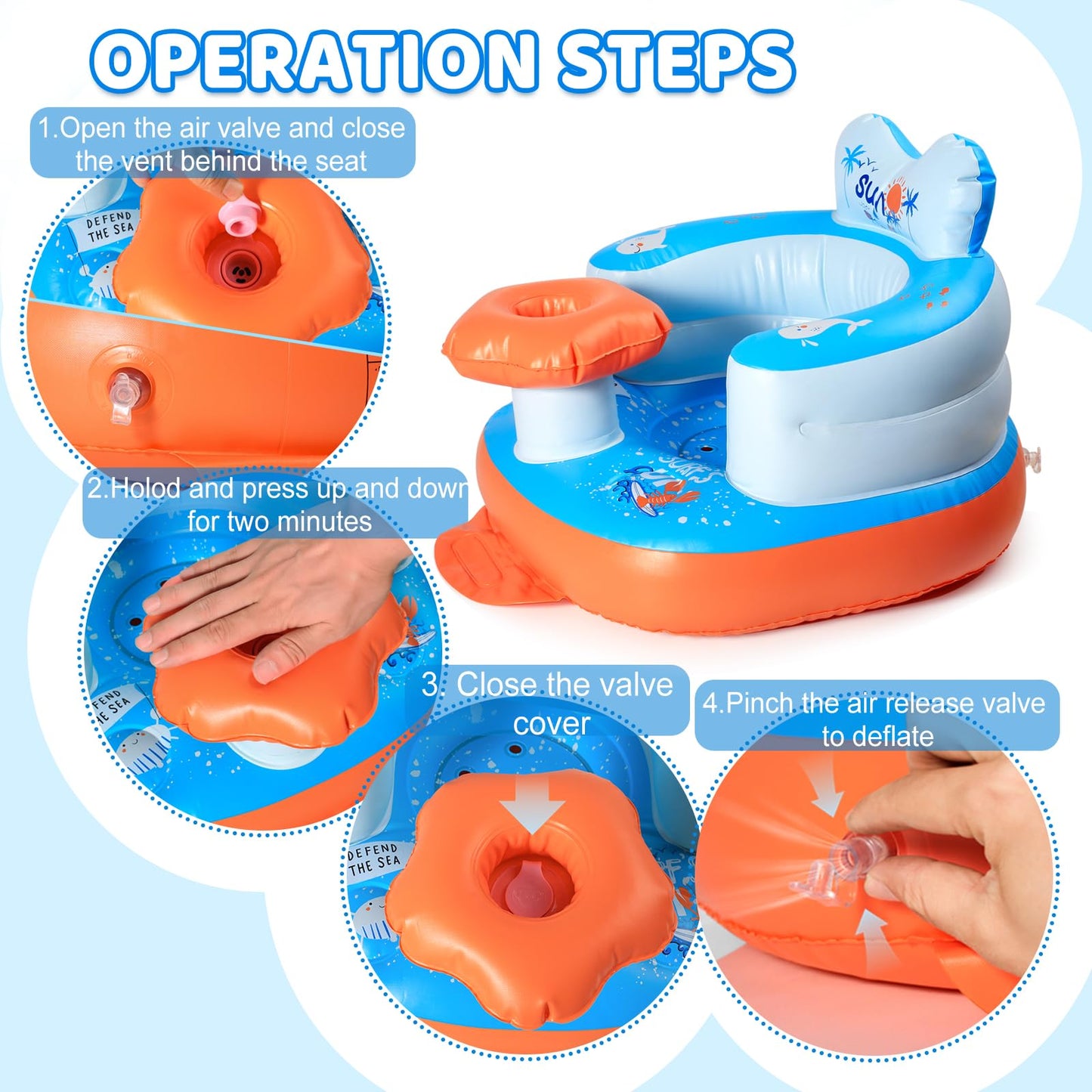 Peeko asiento de bebé inflable para bebés de 3 meses en adelante