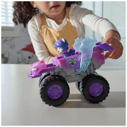 Paw Patrol: Rescue Wheels Roxi Monster Truck con transformación y figura de acción coleccionable