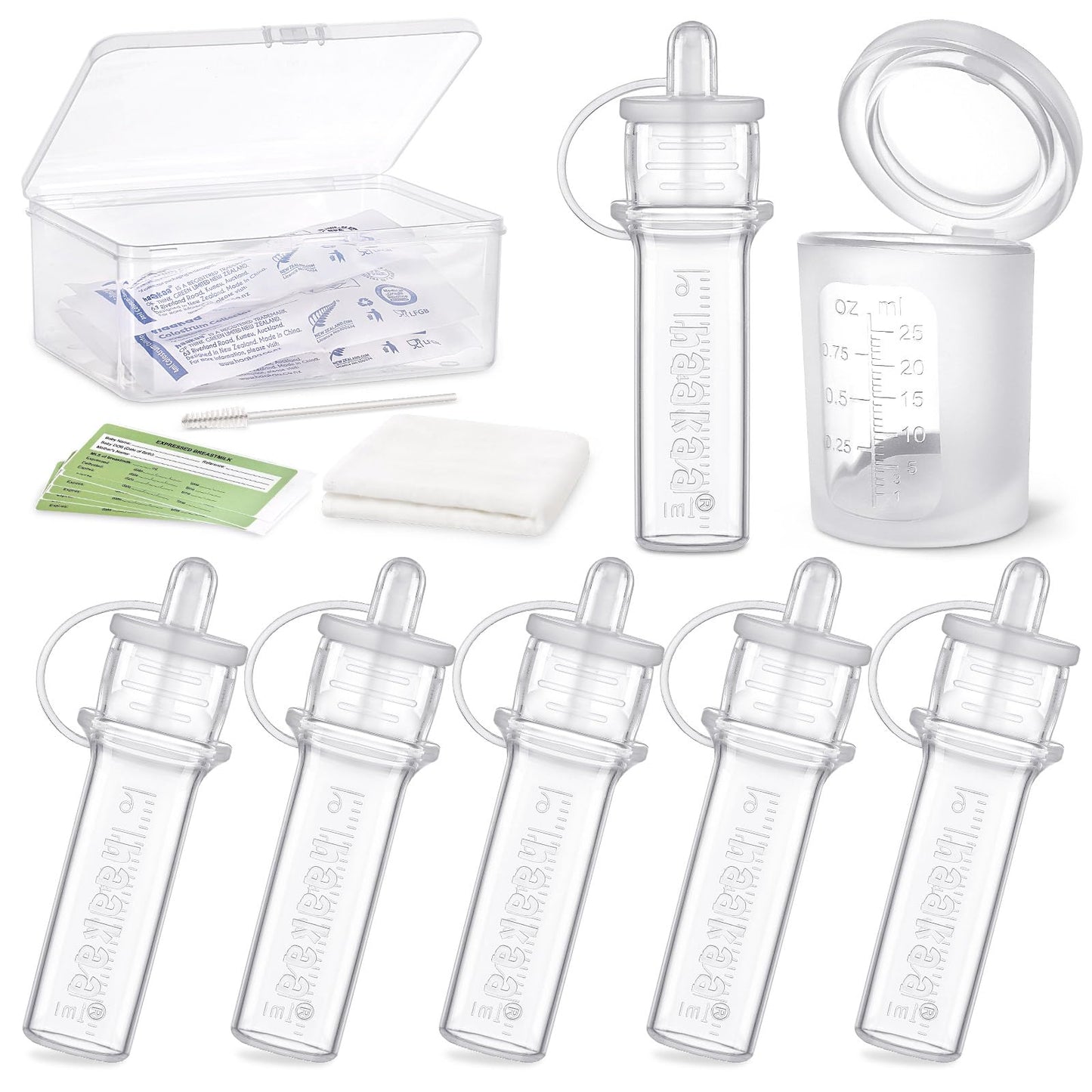 Colecctor de calostro haakaa 6ml/6 piezas y taza de alimentación con tapa 25ml/1 pieza Set - Colecta