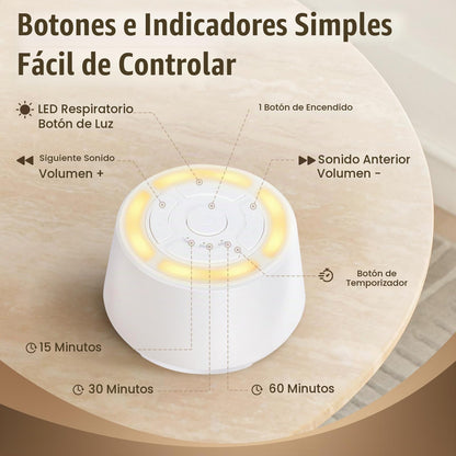 Máquina de sonido de ruido blanco con luz nocturna recargable con 16 sonidos relajantes