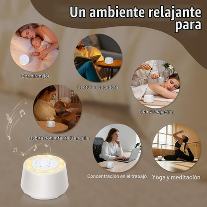Máquina de sonido de ruido blanco con luz nocturna recargable con 16 sonidos relajantes