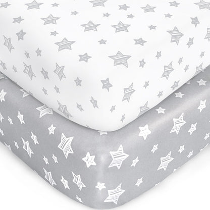 Sábanas Moonsea de cuna para niños o niñas, paquete de 2