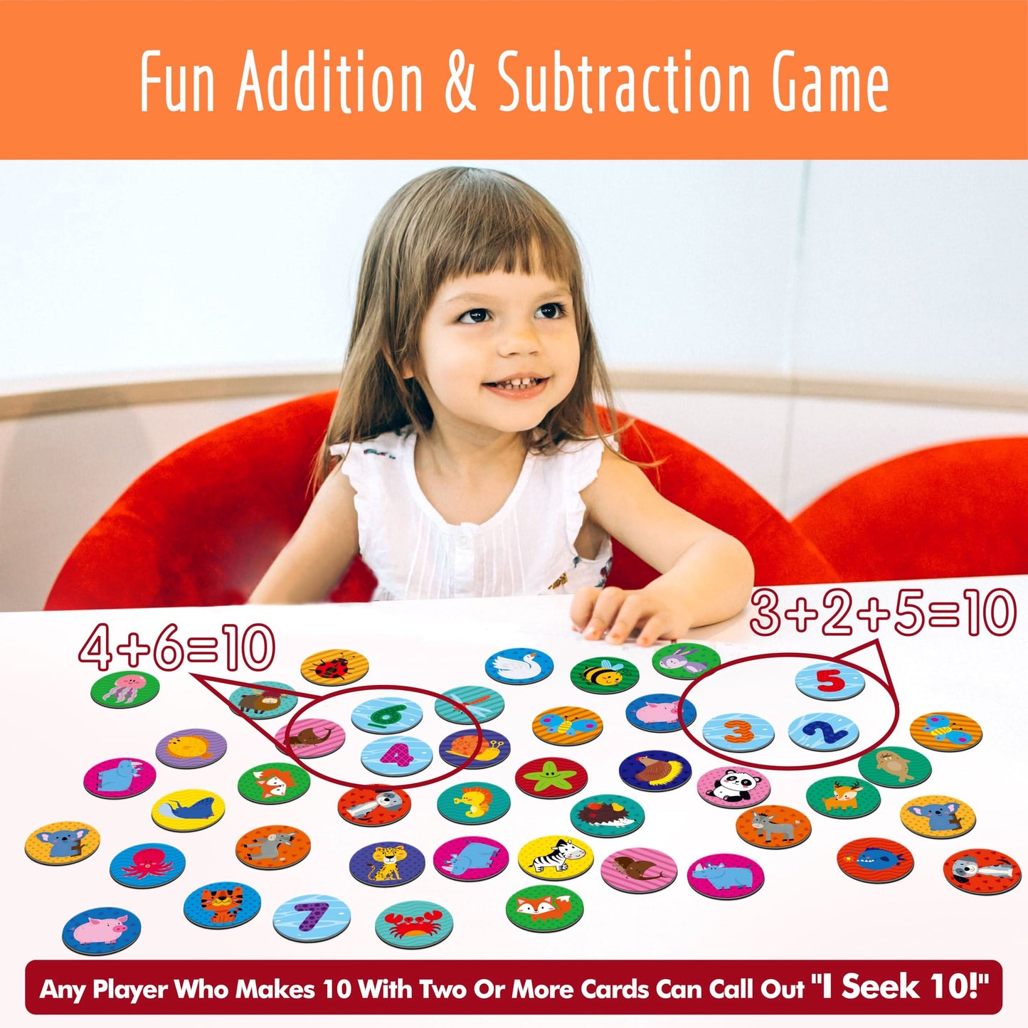 Juegos de matemáticas, juegos de suma y resta, 120 tarjetas redondas de datos matemáticos