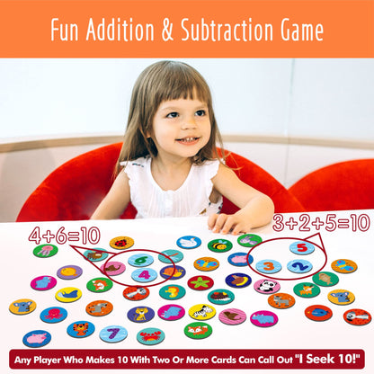Juegos de matemáticas, juegos de suma y resta, 120 tarjetas redondas de datos matemáticos