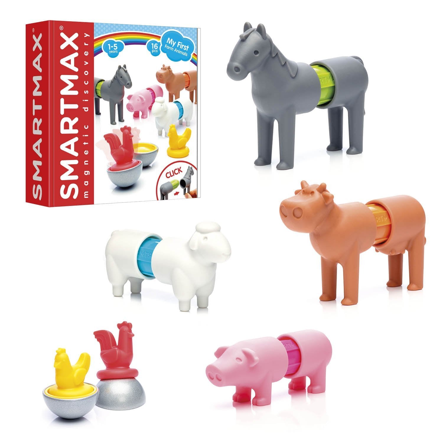 SmartMax - Juego de construcción de descubrimiento magnético STEM con animales de granja