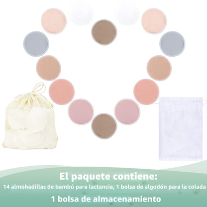Almohadillas para lactancia materna (paquete de 14) + bolsa de lavandería, talla L