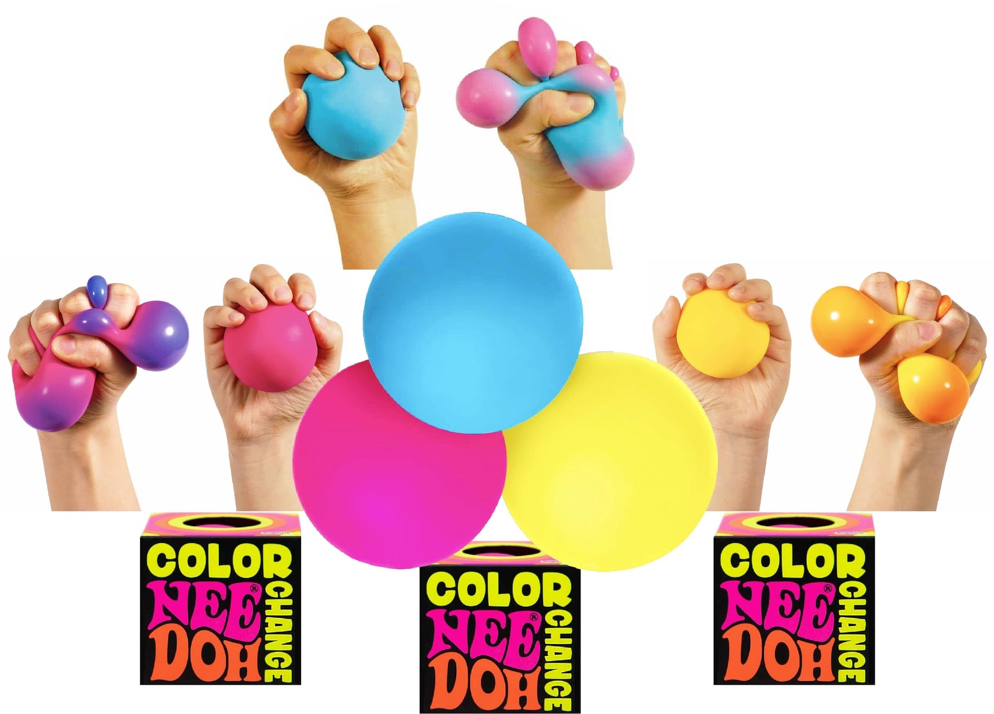 Nee-Doh Schylling Color Change Groovy Glob! Squishy, Squeezy, Stretchy Stress Balls