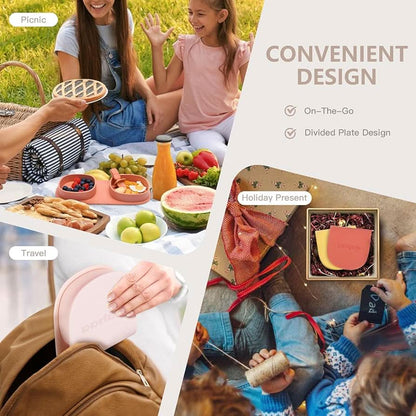 Platos llanos plegables de silicona, platos para bebé, esenciales de viaje