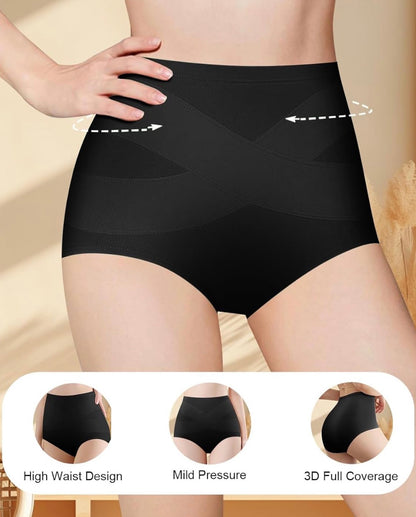 Ropa interior de cintura alta para mujer, con control de abdomen, de algodón, cobertura completa, paquete de 4 unidades, talla L