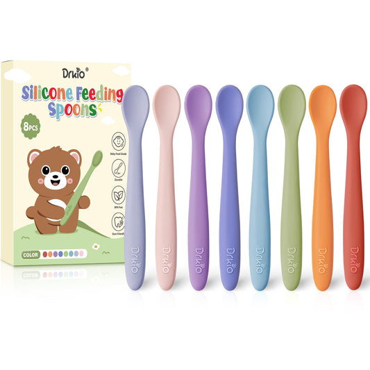 DRKIO 8 piezas de silicona cucharas de bebé