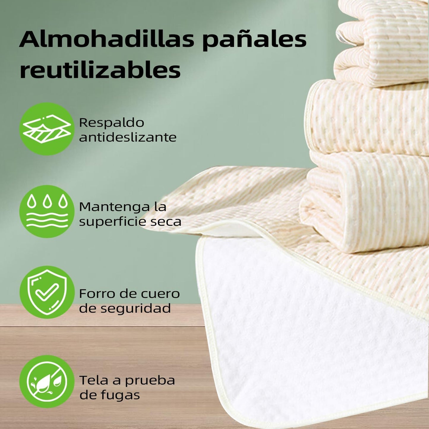 AUERQXZ - Protector de cama absorbente para incontinencia (paquete de 3), 61 x 101 cm