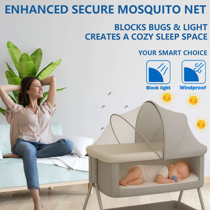 Funda portátil para moisés con mosquitera y cremallera de 2 vías