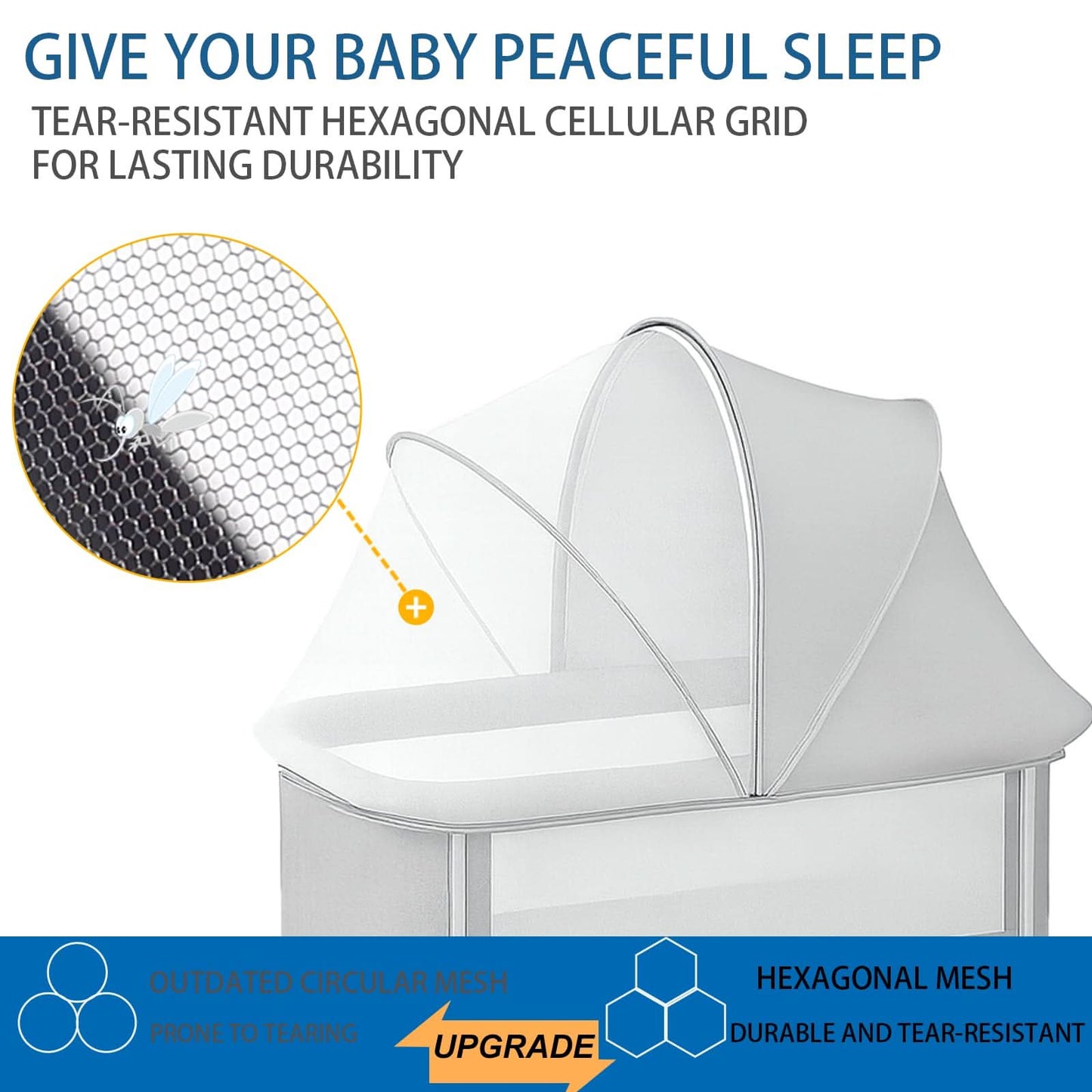 Funda portátil para moisés con mosquitera y cremallera de 2 vías