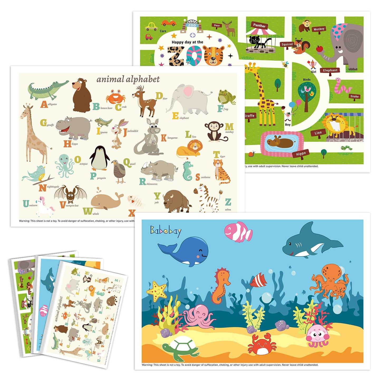 Babebay Manteles individuales desechables para bebé, paquete de 60 manteles individuales adhesivos
