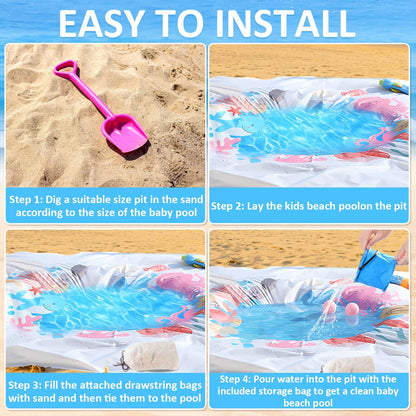 Tapete portátil para piscina de playa para bebé, 7.2 x 7.2 pies