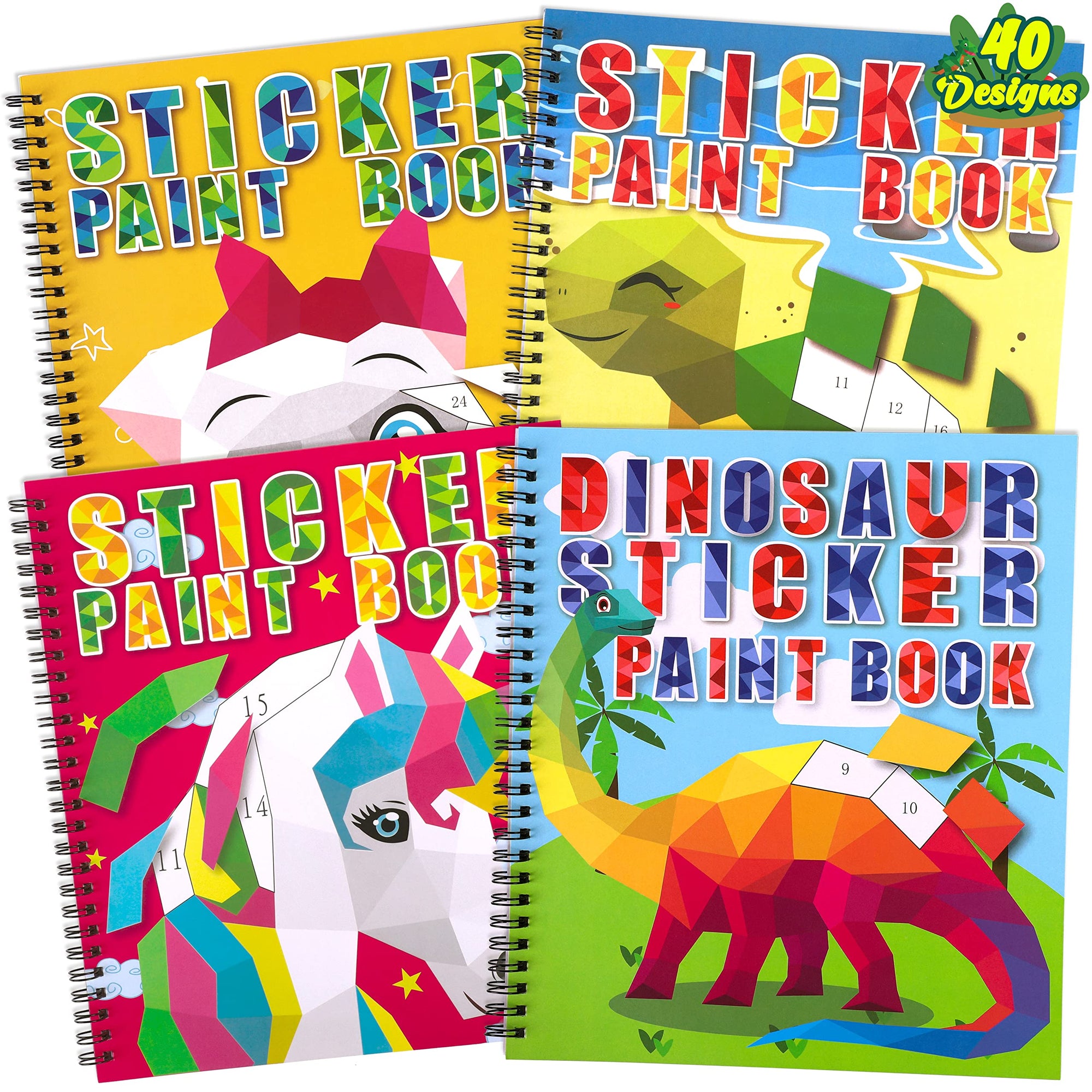4 libros de pintura con calcomanías para niños de 4 a 8 años