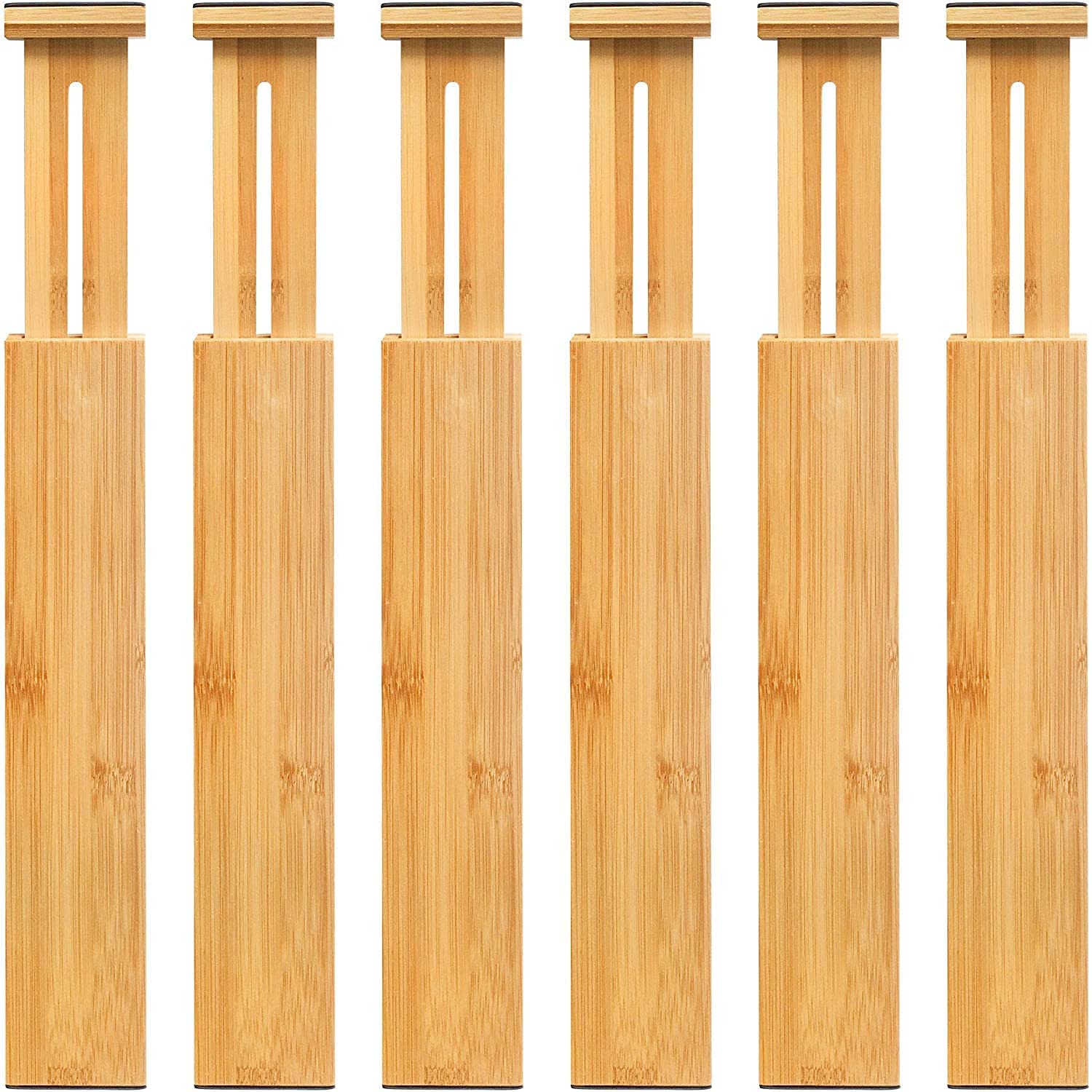 6 separadores de cajones de bambú