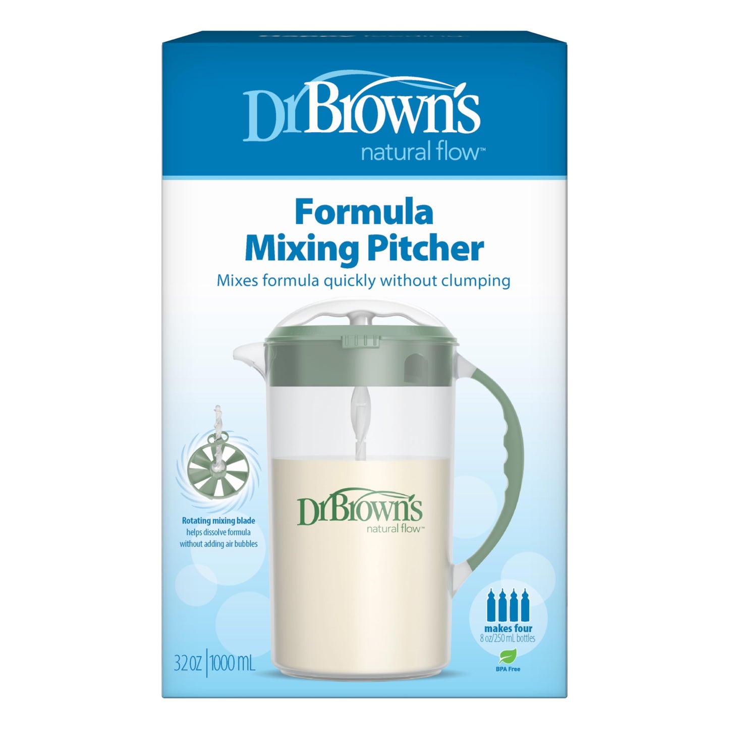 Jarra mezcladora de fórmula para bebés de Dr. Brown's con tapón ajustable