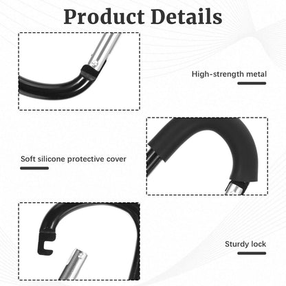 Paquete de 2 ganchos para cochecito, clip de mosquetón grande