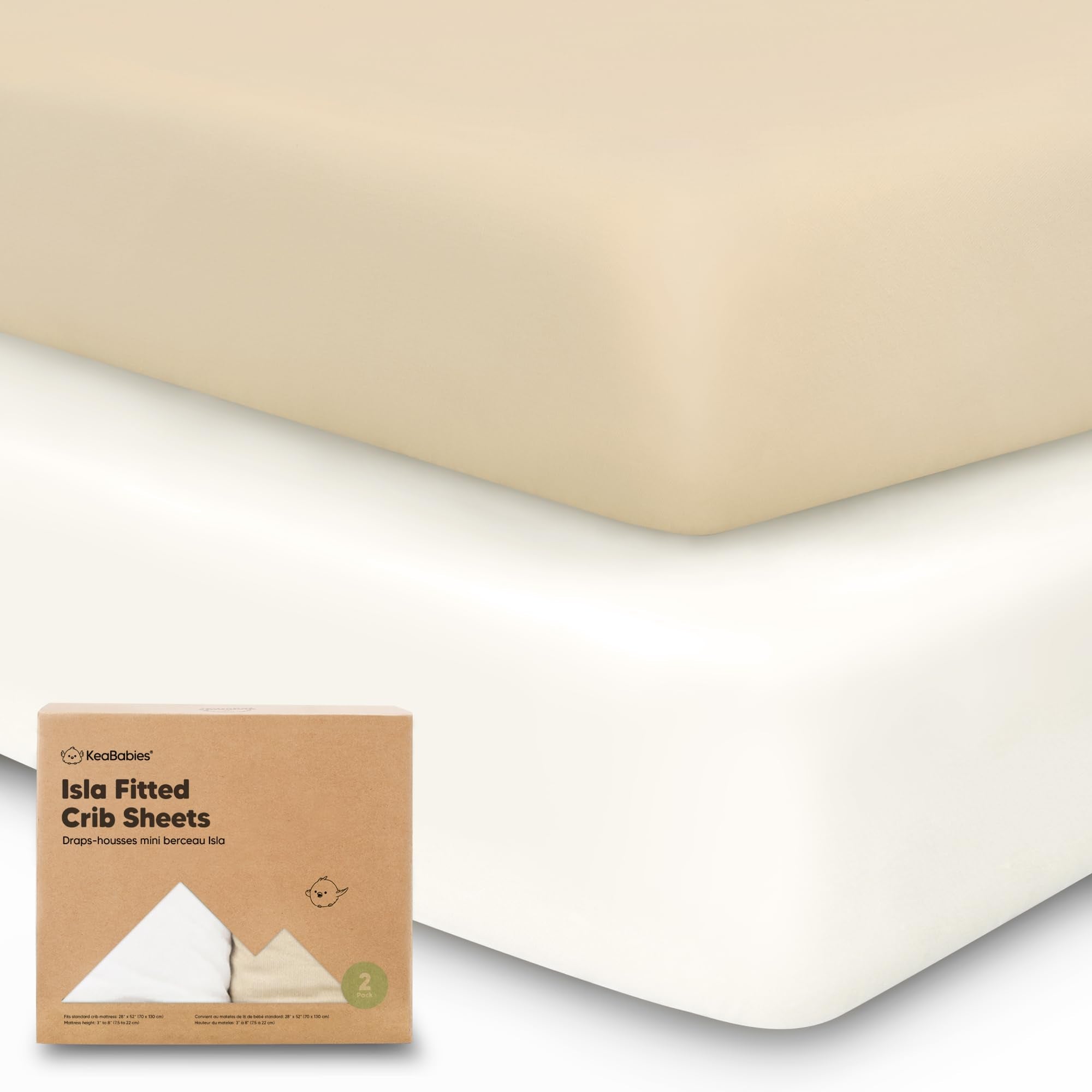 Keababies Paquete de 2 sábanas para cuna de viscosa de bambú