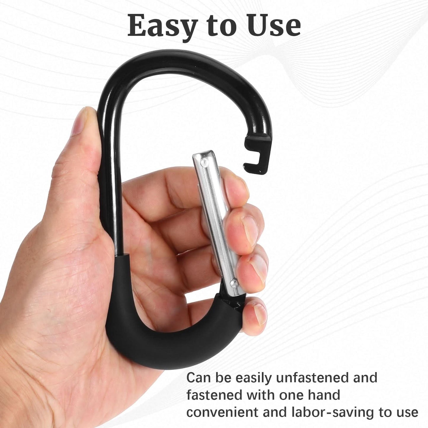 Paquete de 2 ganchos para cochecito, clip de mosquetón grande