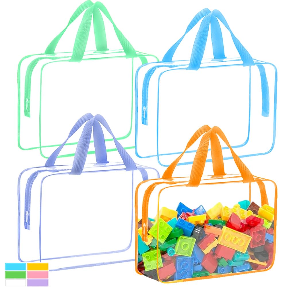 Paquete de 4 bolsas de almacenamiento de juguetes extra grandes con cremallera