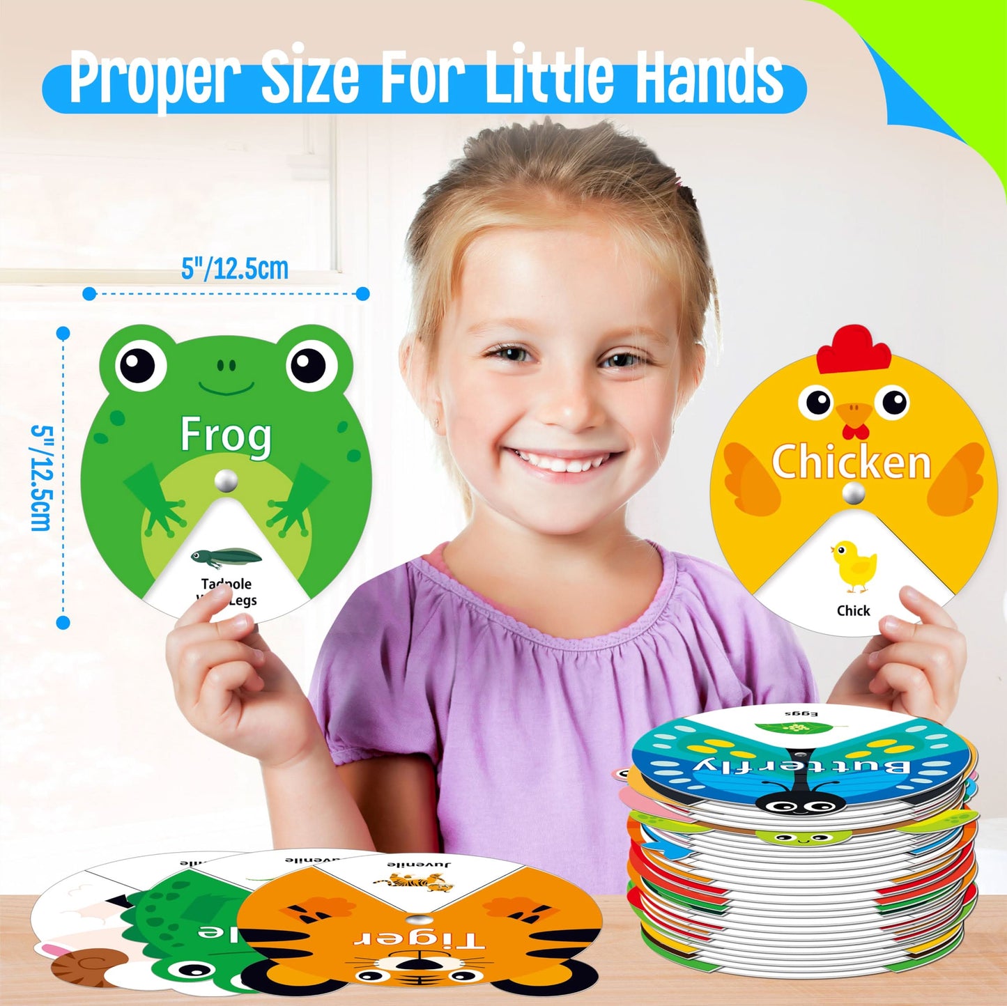 30 piezas de hilanderos de ciclo de vida, 20 animales y 10 plantas