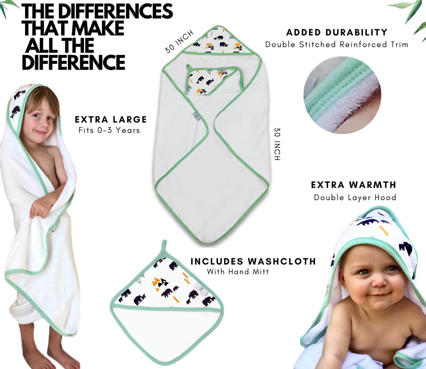 Toallas de bebé ultrasuaves para recién nacidos y niños pequeños