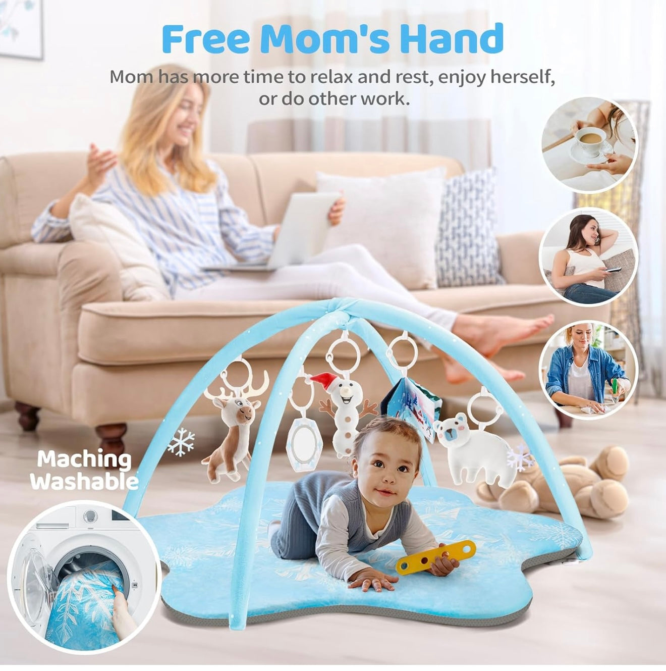 Gimnasio de juegos y tapete de actividades para bebés gruesos y afelpados BNAKKON