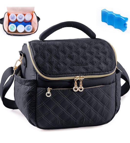 SFYBYHEART Bolsa de viaje enfriadora de leche materna con bolsa de hielo para 6 biberones de hasta 9 onzas