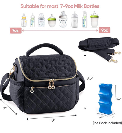 SFYBYHEART Bolsa de viaje enfriadora de leche materna con bolsa de hielo para 6 biberones de hasta 9 onzas