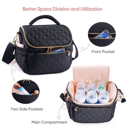 SFYBYHEART Bolsa de viaje enfriadora de leche materna con bolsa de hielo para 6 biberones de hasta 9 onzas