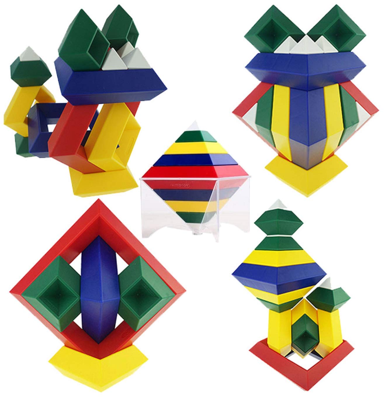 Bloques de construcción de juguetes apilables de pirámides