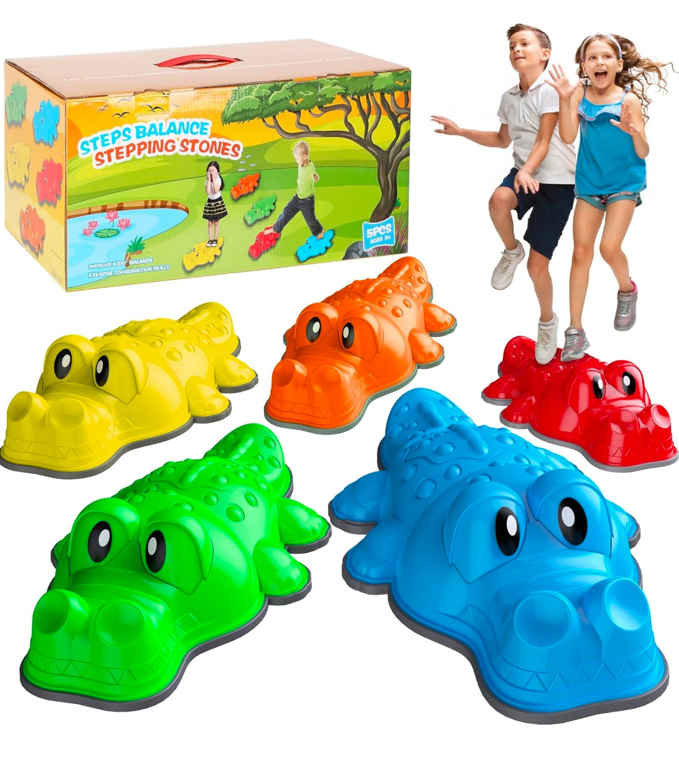 Stepping Stones para niños, 5 piezas antideslizantes para saltar balanceo